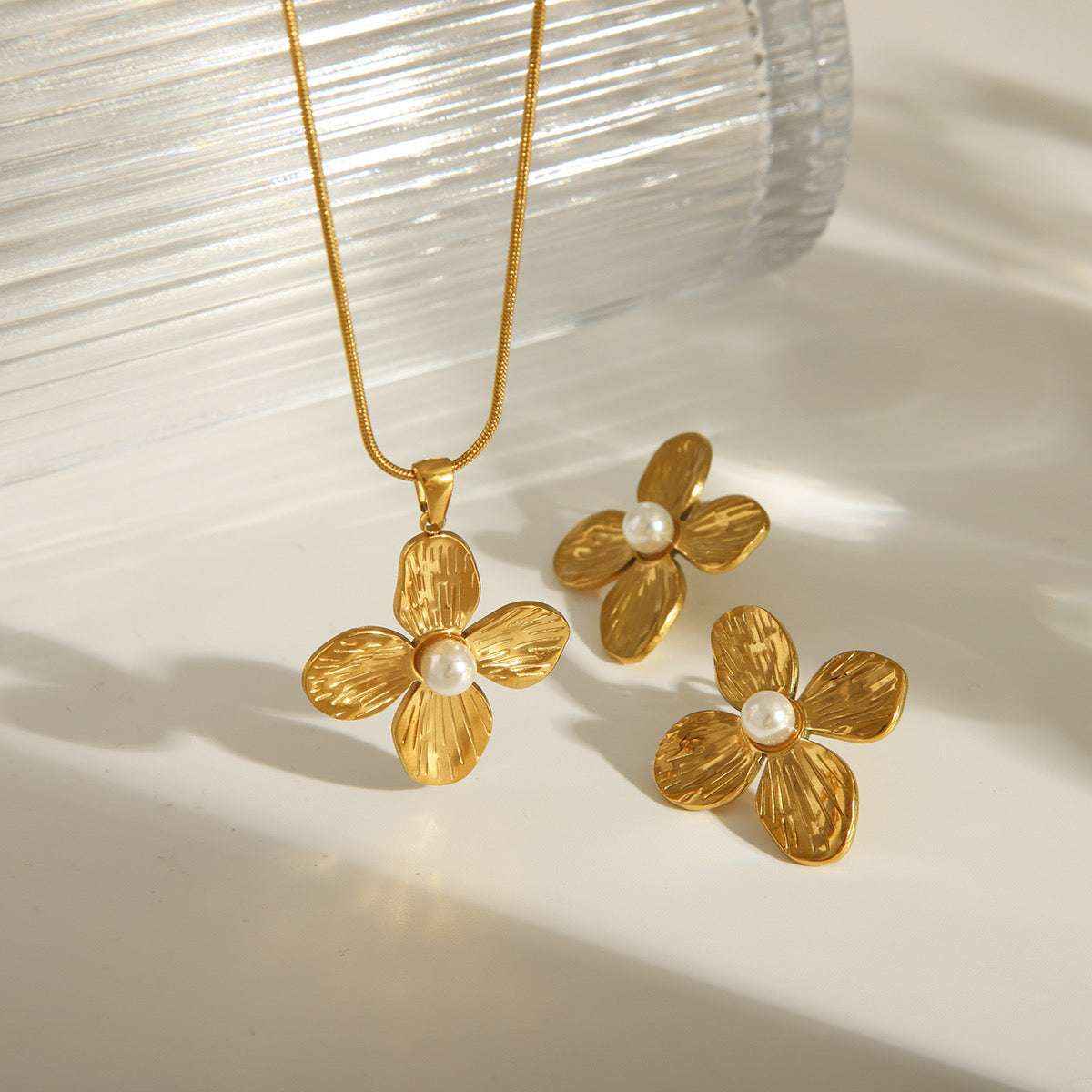 Petal & Pearl Flower Earrings - Manika Royale