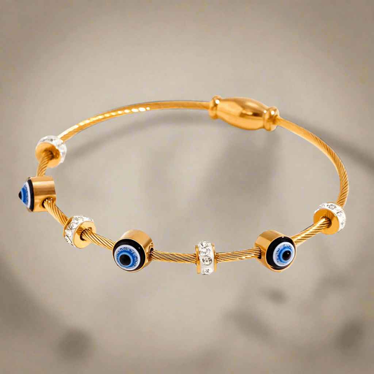 Celestial Gaze 18k Gold-Plated Rhinestone Bracelet - Manika Royale