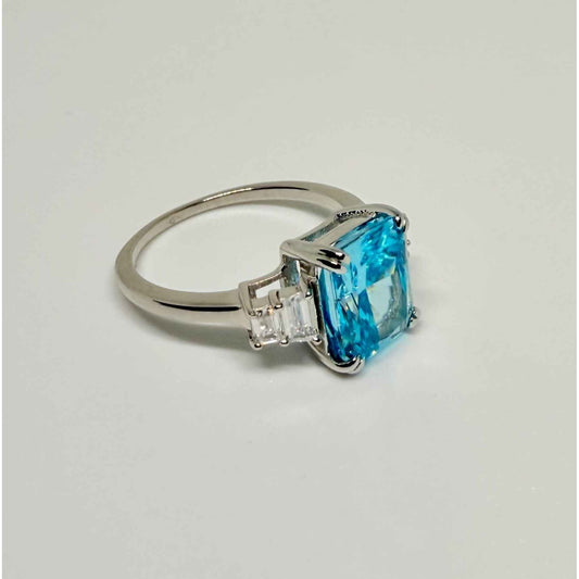 Blue Square Stone Ring - Manika Royale