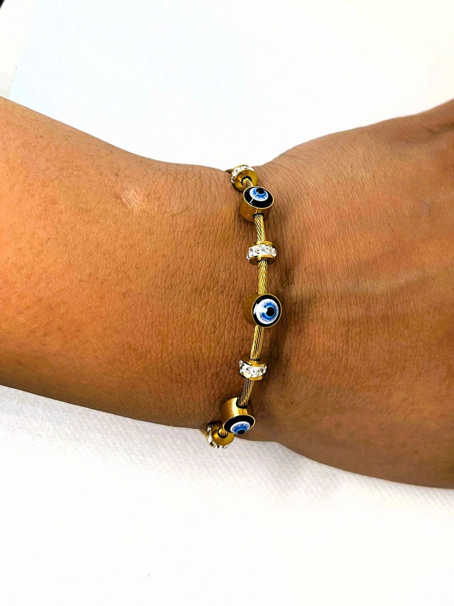 Celestial Gaze 18k Gold-Plated Rhinestone Bracelet - Manika Royale