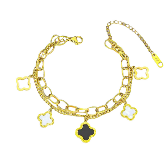 Golden and black charms blossom bracelet- Manika Royale 