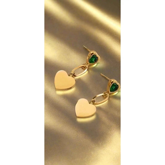 Emerald Heart Droplet Earrings - Manika Royale