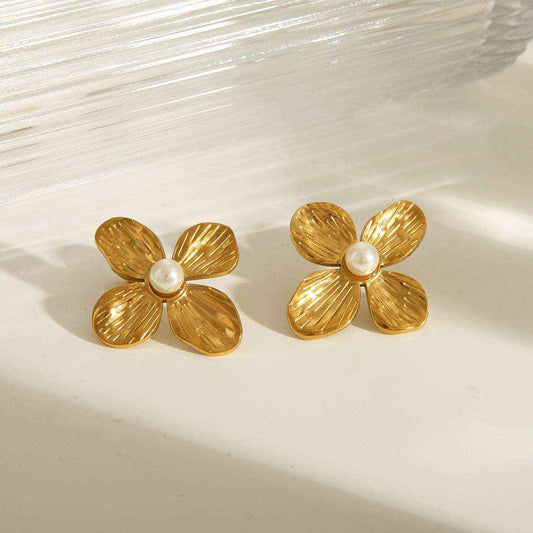 Petal & Pearl Flower Earrings - Manika Royale