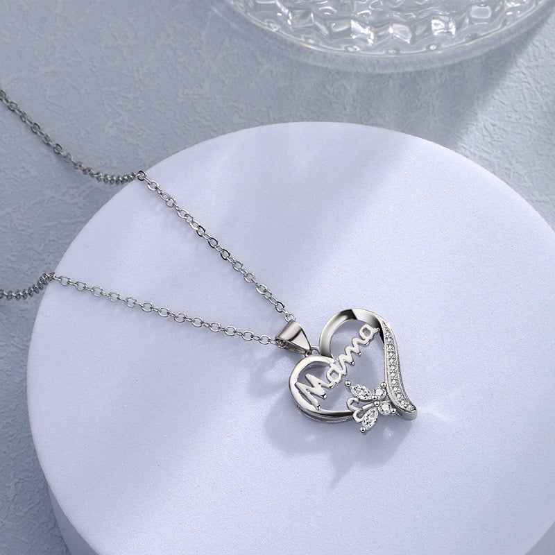 Mama's Heart Silver Necklace - Manika Royale