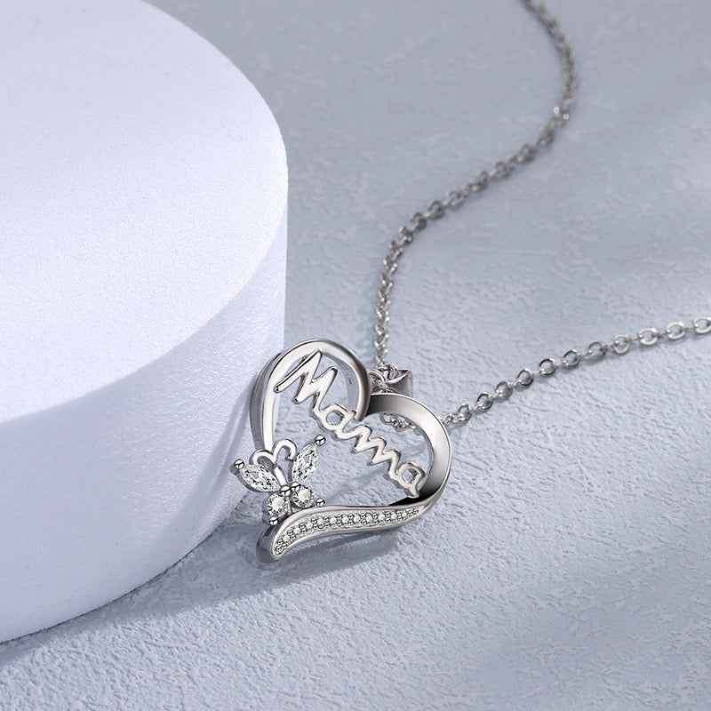 Mama's Heart Silver Necklace - Manika Royale