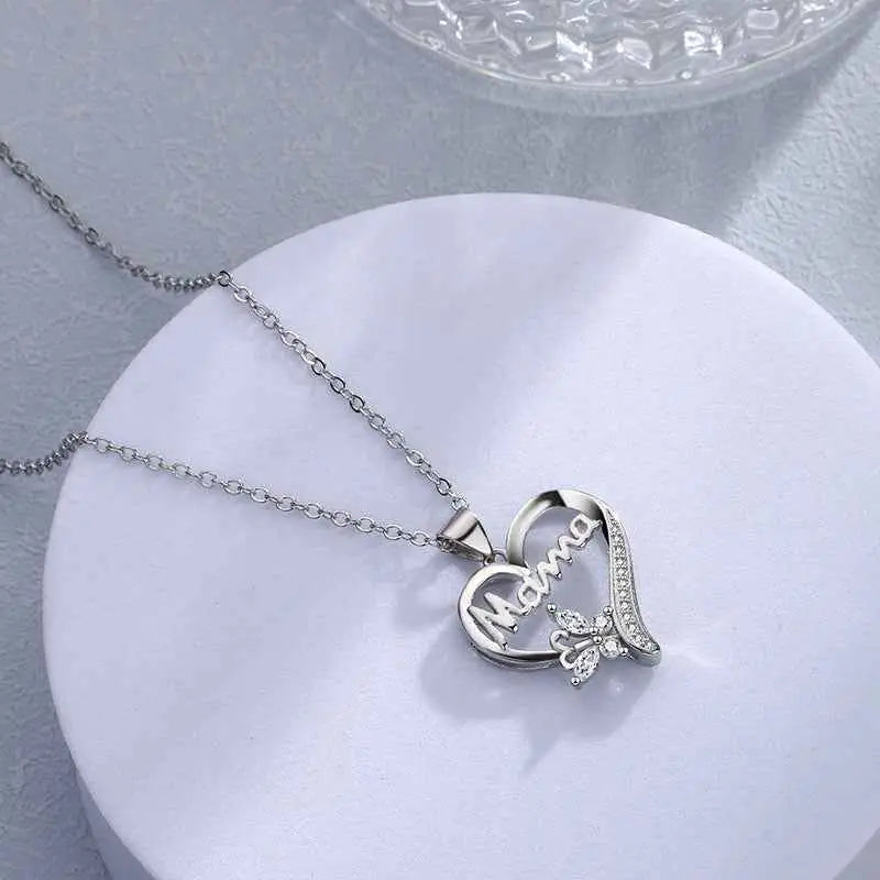Mama's Heart Silver Necklace - Manika Royale