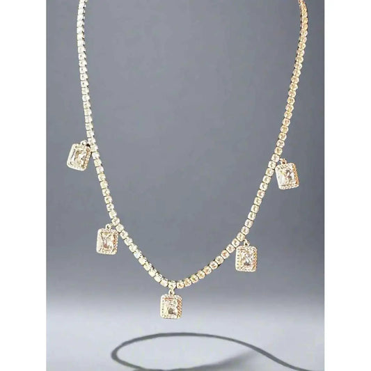Midnight Square Diamond Necklace - Manika Royale