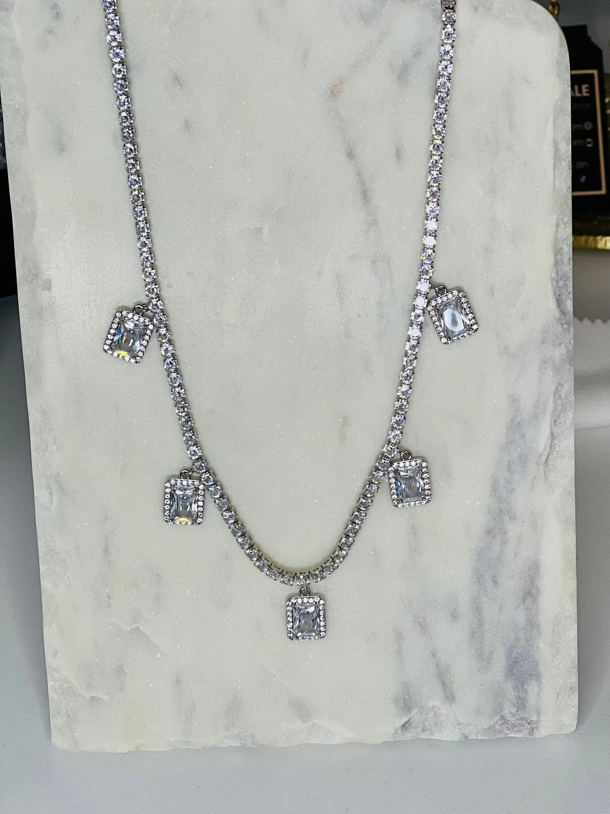 Midnight Square Diamond Necklace Manika Royale