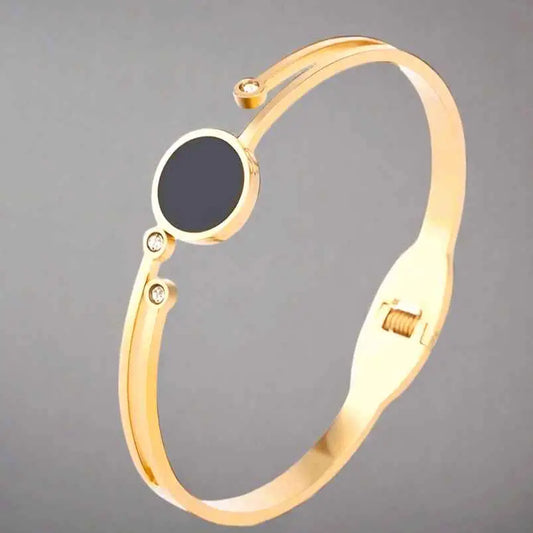 Midnight Zircon Stainless Steel Bangle - Manika Royale