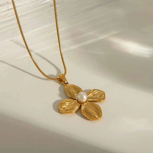 Petal & Pearl Flower Necklace - Manika Royale