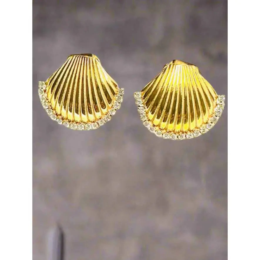 Royale Geometric Shell Stud Earrings - Manika Royale