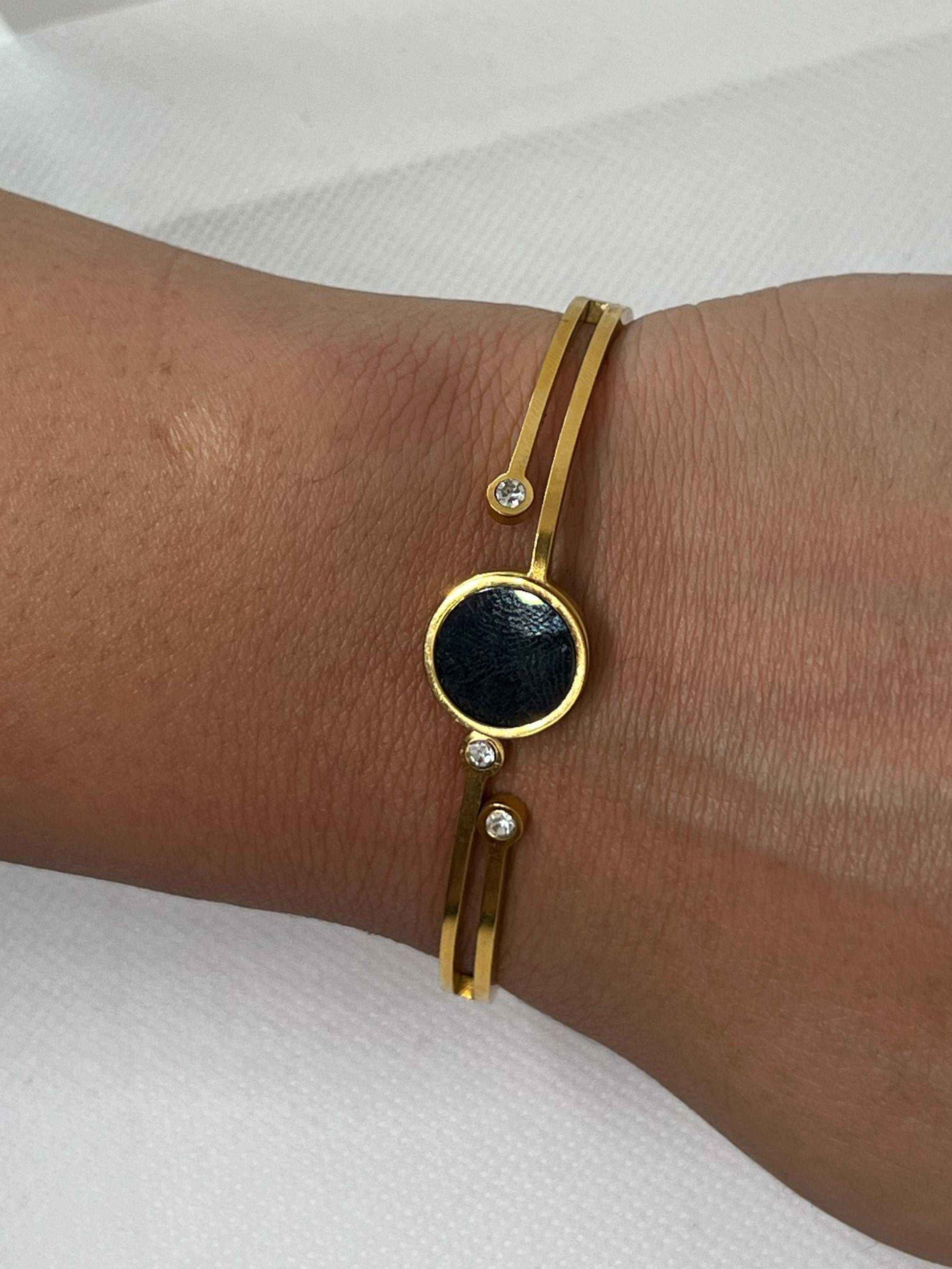 Midnight Zircon Stainless Steel Bangle - Manika Royale