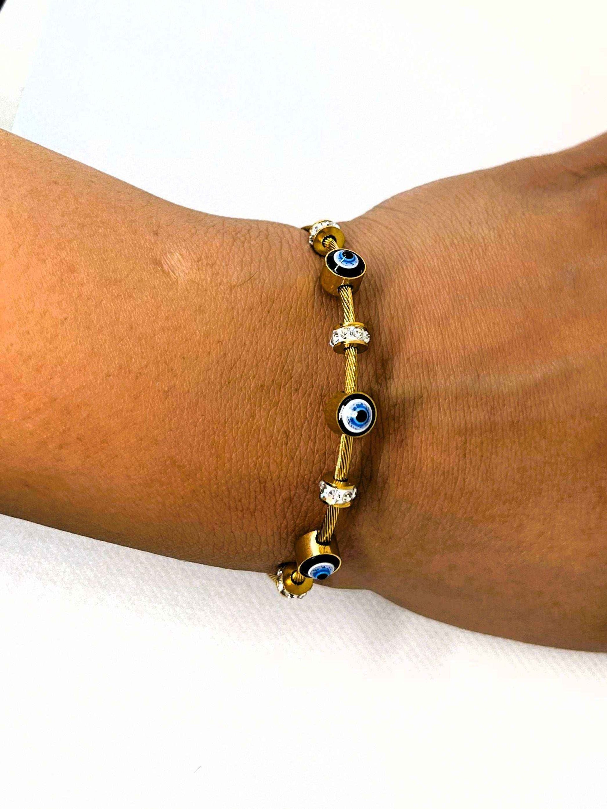 Celestial Gaze 18k Gold-Plated Rhinestone Bracelet - Manika Royale