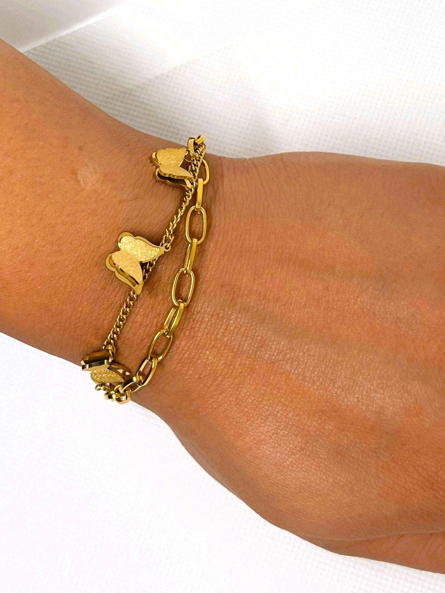 Butterfly Bliss Double Chain Bracelet - Manika Royale