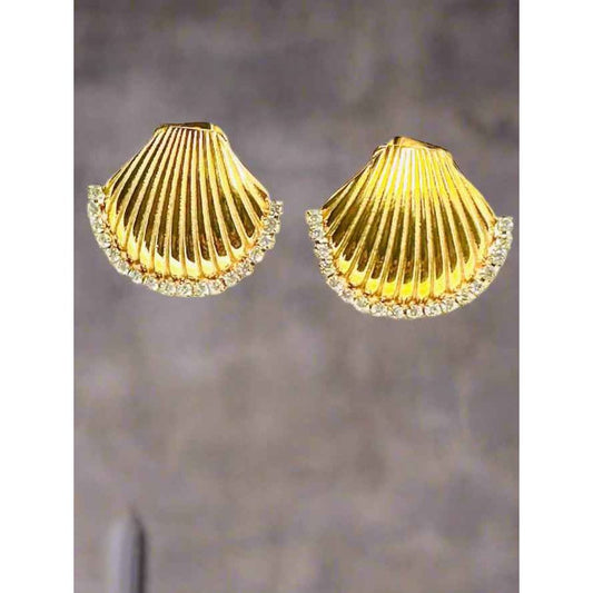 Royale Geometric Shell Stud Earrings - Manika Royale