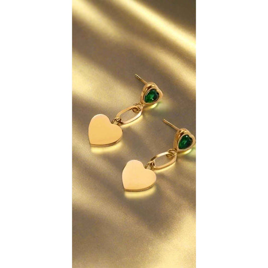 Emerald Heart Droplet Earrings - Manika Royale