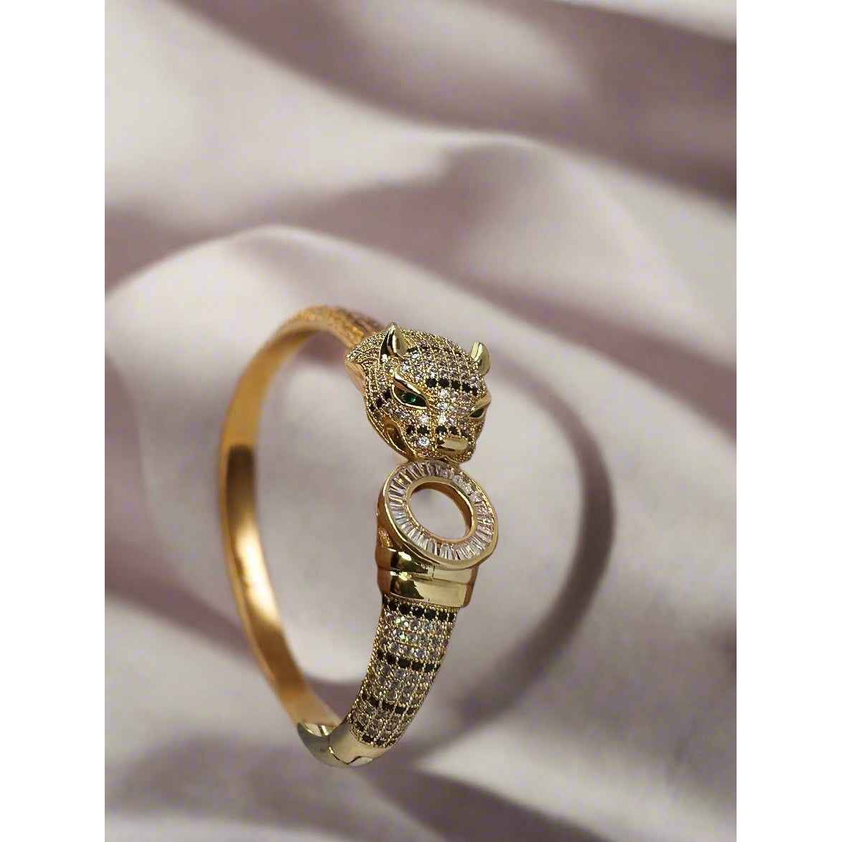 Luxe Leopard Zircon Bangle - Manika Royale