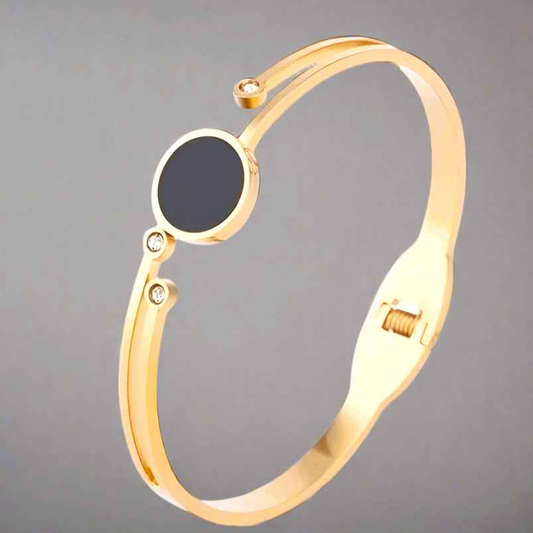 Midnight Zircon Stainless Steel Bangle - Manika Royale