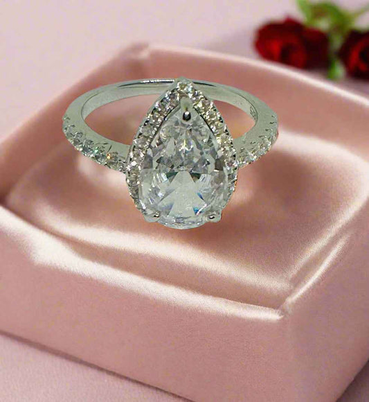 Tear Drop Sterling Silver Ring - Manika Royale