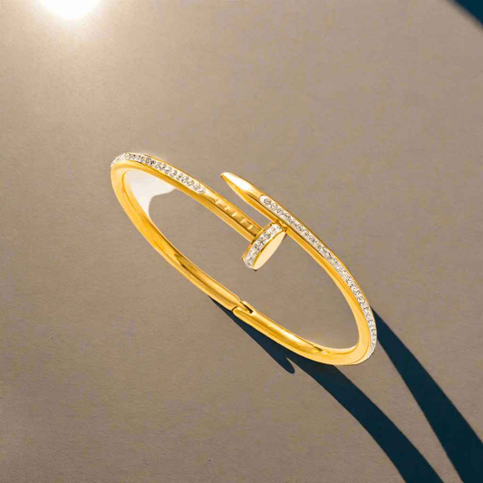 Luxe Script 18K Gold-Plated Bangle - Manika Royale